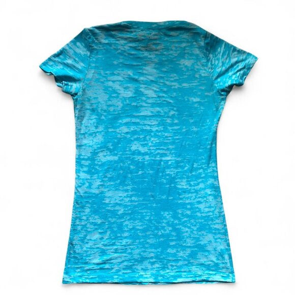 00s Aqua Blue Burn-Out Tee - Picture 5 of 5